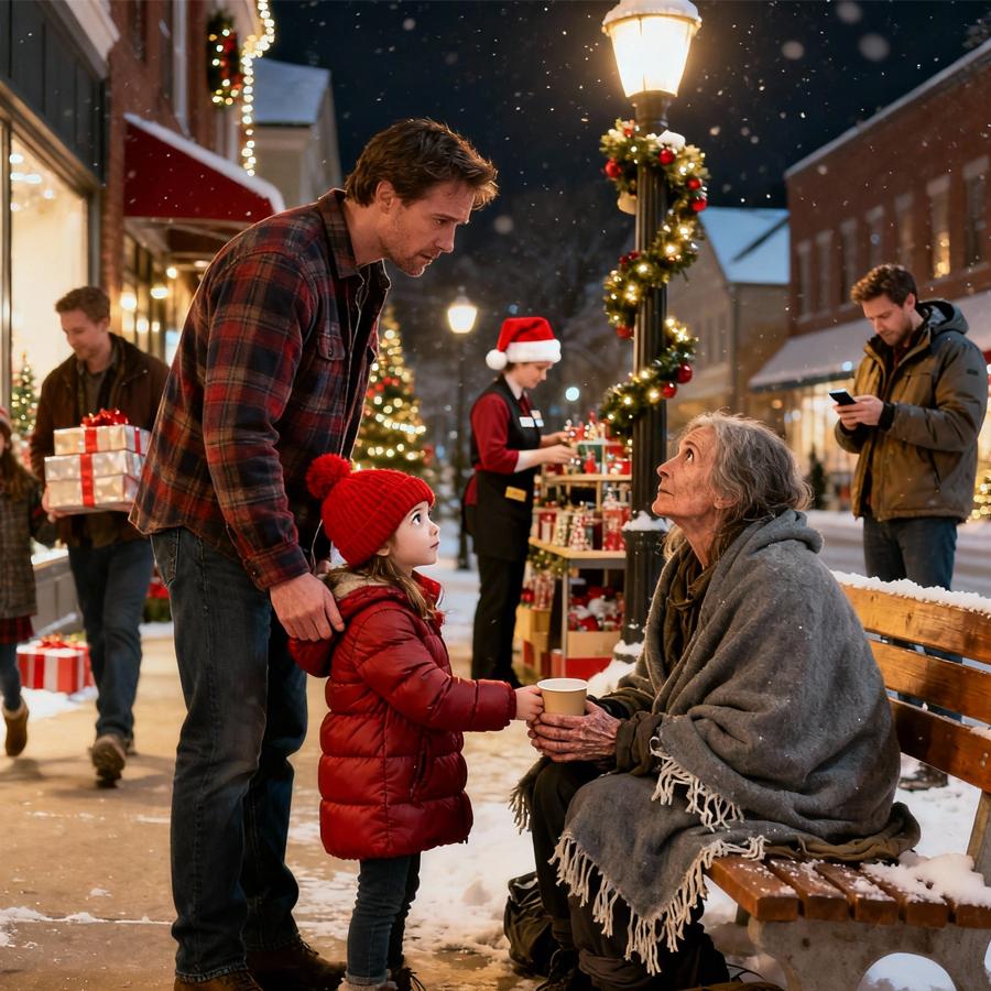 “A Little Girl’s Christmas Eve Question Stopped a City Cold: One Sentence, One Stranger on the Street, One Father’s Impossible Choice—And a Hidden Past That Would Unravel Everything They Thought They Knew Forever”