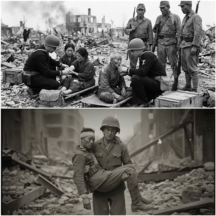 They Expected Brutality After Defeat—Instead, Japanese Soldiers Watched in Silence as American Corpsmen Treated Wounded Civilians First, a Moment So Unthinkable It Shattered Everything They Had Been Taught About the Enemy and the Nature of War
