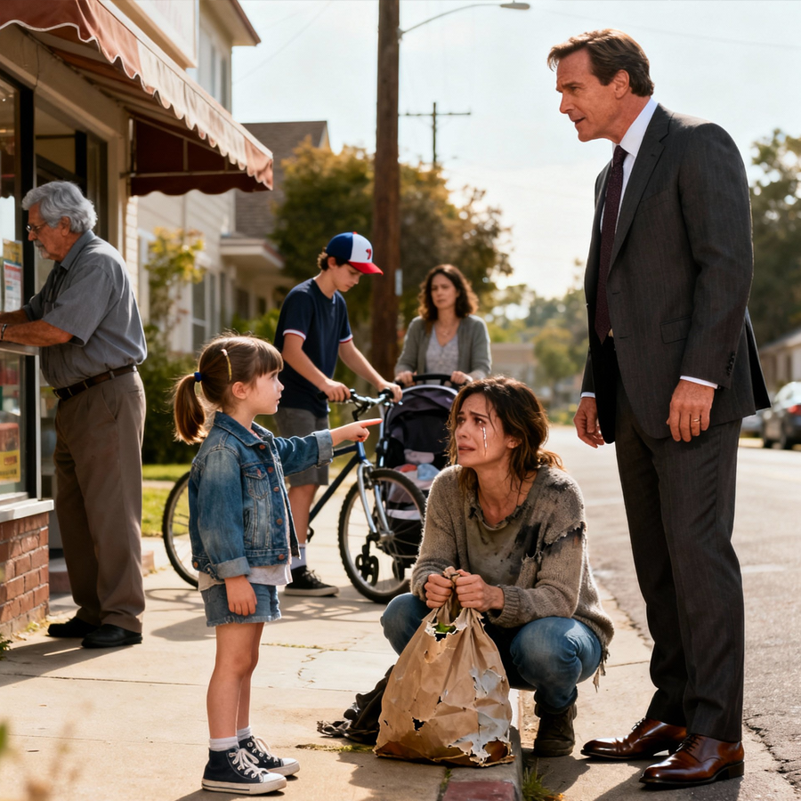 “A Crying Mother, a Silent Street, and a Child’s Whisper Changed Everything: When a Little Girl Pointed at a Passing Millionaire, No One Expected the Stranger’s Past—or the Decision That Would Alter All Their Lives Forever”