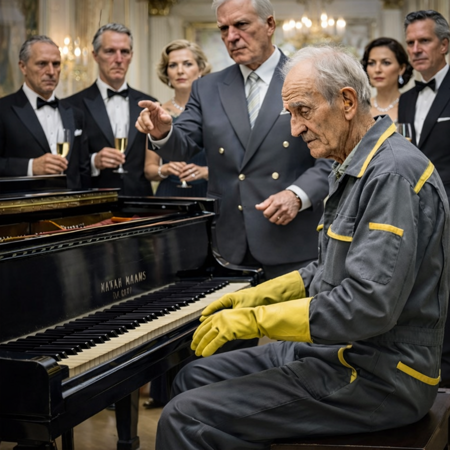 “‘Touch That Piano!’ the Director Barked — A Command Meant to Shame an Old Man in Front of Powerful Millionaires… Until His First Note Froze the Room, Reversed the Power, and Left the Elite Speechless”
