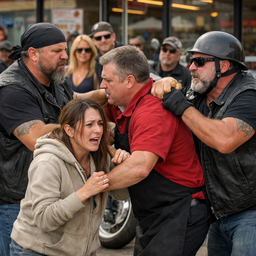 She Begged for Leftover Bread for Her Kids—But a Cruel Manager Tried to Humiliate Her in Public, Until a Quiet Rumbling Outside Announced Help He Never Expected