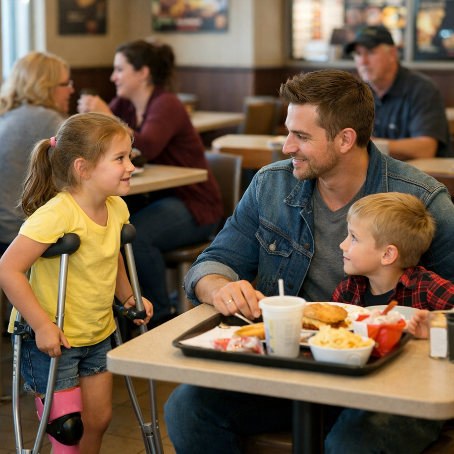 “Can I Sit Here?” the One-Legged Girl Whispered to a Single Dad on a Rainy Bus—And His Gentle Answer Exposed a Secret That Made the Whole Terminal Fall Quiet
