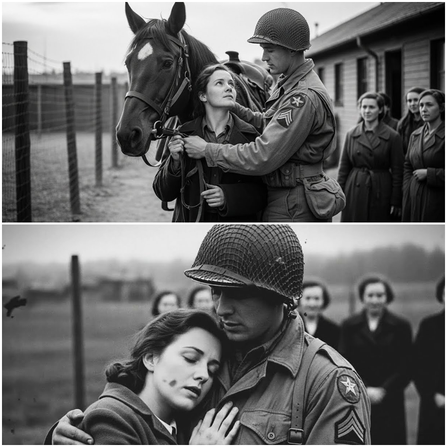 When a Lone American Cowboy Lifted a German Woman Prisoner Onto His Horse, an Entire POW Camp Froze in Silence—What Happened in the Minutes That Followed Became One of the Most Unspoken, Unbelievable Moments of the War