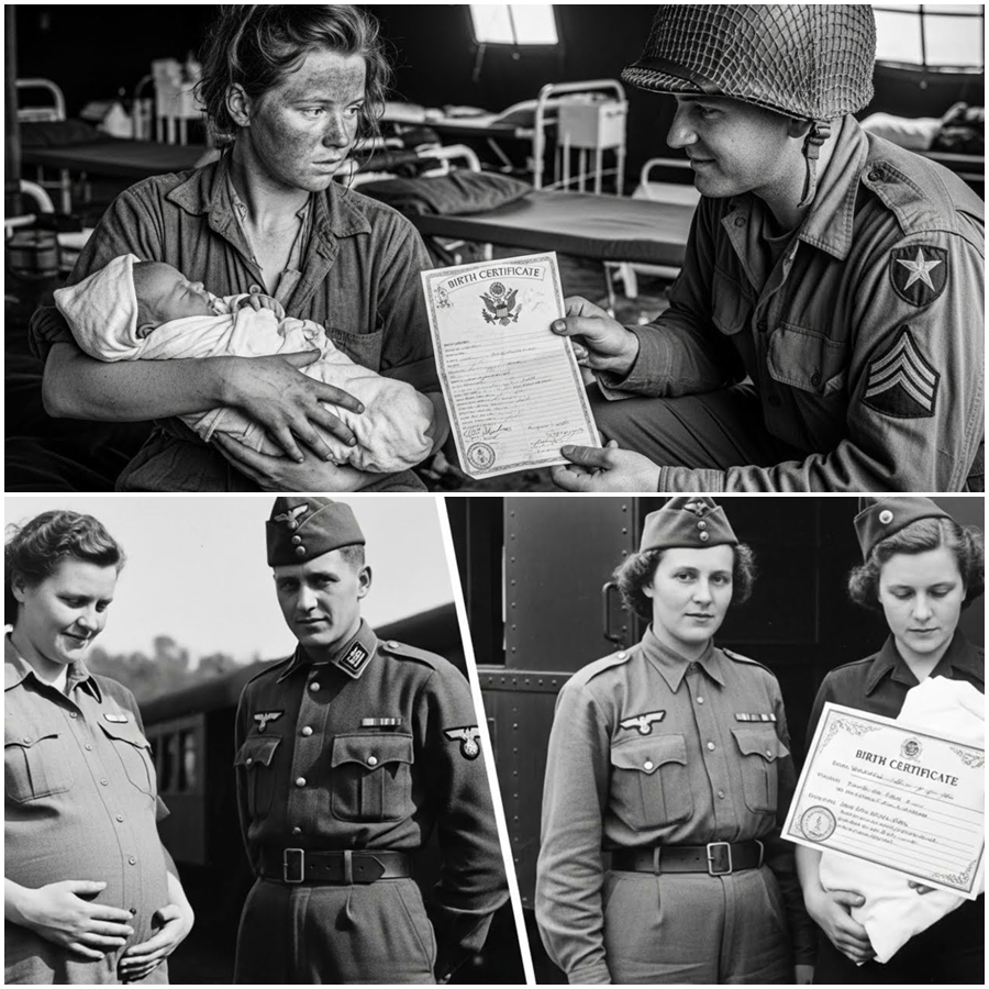 She Clutched Her Newborn in Terror, Certain the Americans Had Come to Take Her Baby Away Forever — A German POW Mother Braced for the Worst as Soldiers Approached Her Bed, Memories of War and Fear Collapsing Into a Single Horrifying Moment, Until the Unthinkable Happened: Instead of Orders or Threats, the U.S. Officers Quietly Handed Her an Official Birth Certificate, Recognizing Her Child’s Existence, Identity, and Future, Creating a Scene So Shocking and Emotional That It Redefined What Protection, Humanity, and Power Could Look Like Even in the Aftermath of War
