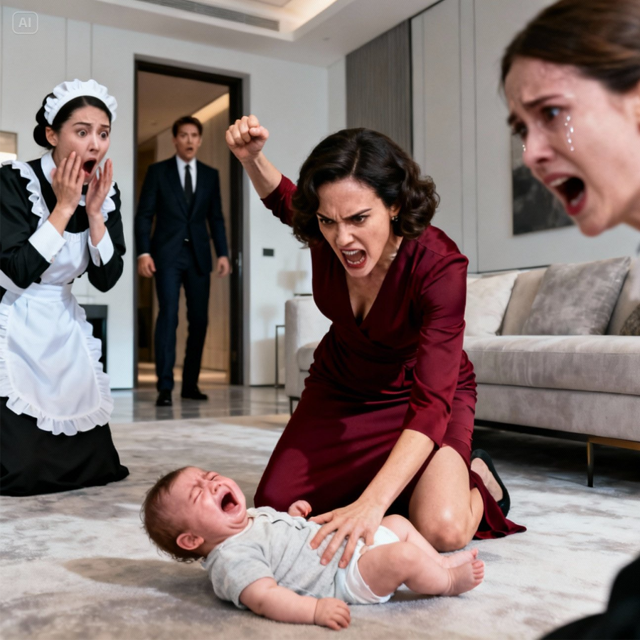 “Please Don’t Hurt the Baby…” the Maid Whispered in Panic—But What the Millionaire’s Fiancée Did Next Crossed an Unthinkable Line, Exposed a Chilling Power Game Inside a Gilded Mansion, and Triggered a Chain of Events So Shocking and Quietly Devastating That Everyone Involved Would Soon Discover Wealth Can Protect Secrets… Until It Suddenly Can’t