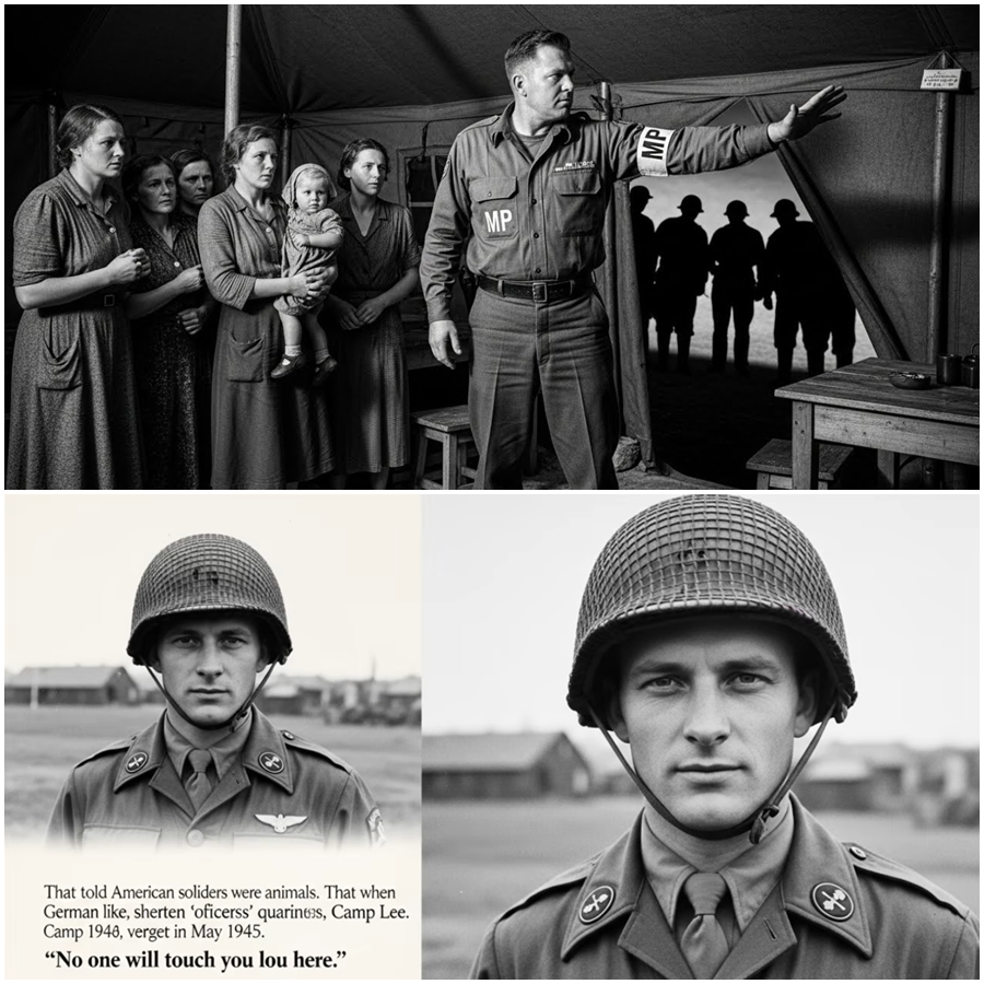 “No One Will Touch You Here,” the American Commander Said Quietly, and the Room Went Still — German Women Who Had Known Only Fear and Exploitation Braced for More of the Same, Certain That Power Always Meant Harm, Until a Line Was Drawn That Night Inside the Camp, Guards Took Positions Not as Threats but as Shields, Orders Were Rewritten Without Noise, and a Promise Was Enforced With Absolute Clarity, Creating a Moment So Shocking and Rare That It Redefined What Authority Could Look Like When Humanity Finally Interrupted the Machinery of War