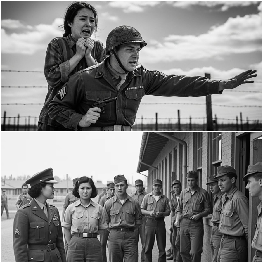 “He Took a Bullet for Me!” — The Japanese Woman Could Only Scream in Horror as Chaos Erupted Inside the POW Camp, Certain Her Life Was Over, Until the Unthinkable Happened: an American Guard Stepped Directly in Front of Her, Shielded Her With His Own Body, and Collapsed in Her Place, Leaving Soldiers Frozen, Orders Shattered, and a Moment So Powerful That It Redefined What the Enemy Was Supposed to Be, Proving That Even in War, One Split-Second Choice Could Change a Life Forever