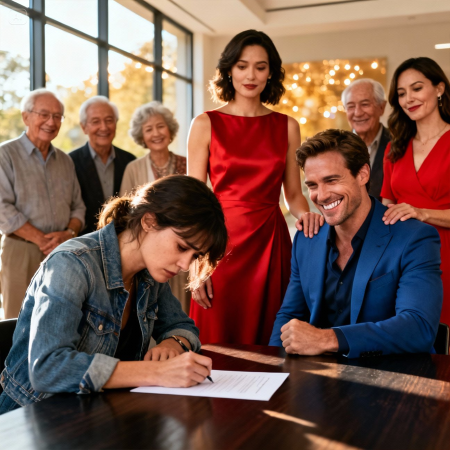 She Signed the Divorce Papers in Tears at the Christmas Party—Humiliated, Alone, and Watched by Everyone—But No One in That Glittering Room Had Any Idea Who She Really Was, What She Had Been Hiding for Years, or How One Quiet Signature Would Trigger a Stunning Revelation That Collapsed Reputations, Rewrote Power, and Turned That Holiday Night Into a Legendary Turning Point No One Would Ever Forget