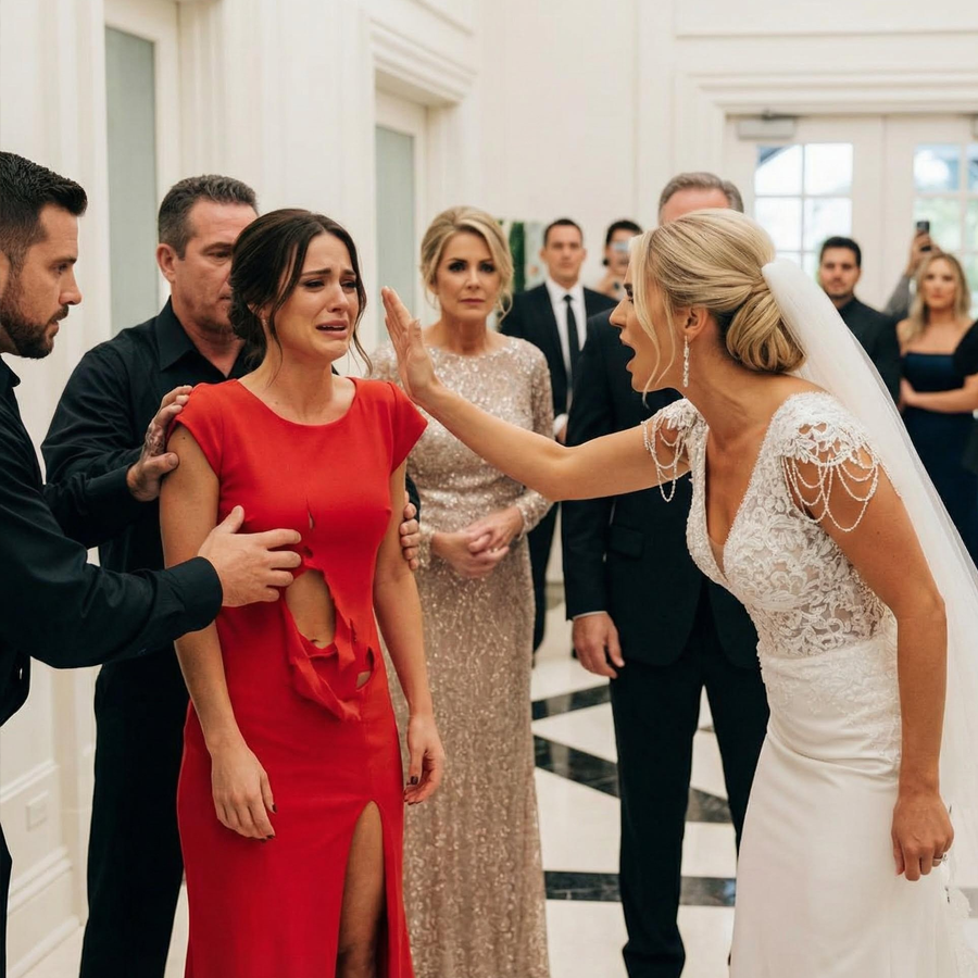 They Laughed at Her Torn Dress in a Glittering Wedding Hall, Whispering That She Didn’t Belong—Until a Calm Voice Cut Through the Noise, Revealed a Secret Marriage No One Knew About, and Turned Mockery Into Shock as a Billionaire Claimed Her as His Wife, Forcing Every Smile in the Room to Freeze and Every Assumption to Collapse at Once