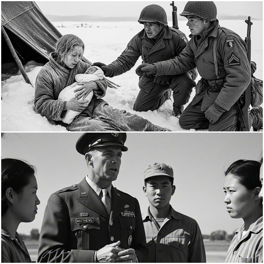“She Gave Birth Alone in the Snow,” the Prisoners Whispered—When Allied Forces Finally Reached the Camp, They Expected Silence and Survival, Not the Frozen Aftermath of a Mother’s Courage, Until an Unimaginable Discovery Forced American Medics and Soldiers to Act Without Orders, Rewrite Protocol in Real Time, and Turn a Moment of Near Tragedy Into One of the War’s Most Haunting Stories of Compassion, Where a Life Began in the Cold and Humanity Refused to Let It End There