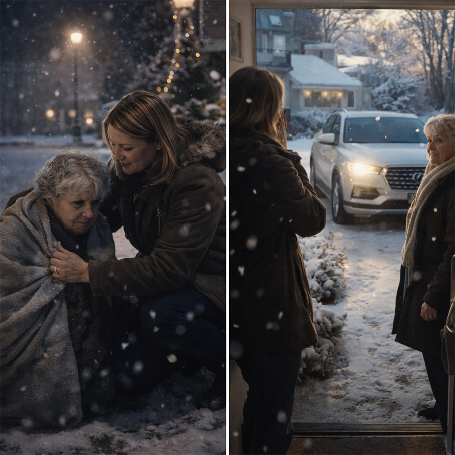 Christmas Eve was merciless. The wind cut through my thin coat like sharpened blades as I stepped out of the Graysons’ mansion, my fingers stiff, my back screaming after twelve hours spent on my knees polishing floors that gleamed brighter than anything I owned.