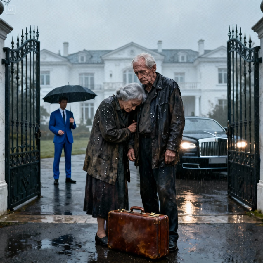 A Millionaire Stopped His Car When He Saw an Elderly Couple Standing in the Rain—But What Looked Like a Simple Act of Kindness Slowly Turned Into a Shocking, Mysterious Discovery When an Old Suitcase Revealed a Hidden Past, a Carefully Guarded Secret, and a Truth So Powerful It Redefined Wealth, Loyalty, and Destiny, Leaving Everyone Involved Questioning How One Rainy Night Could Change So Many Lives Forever