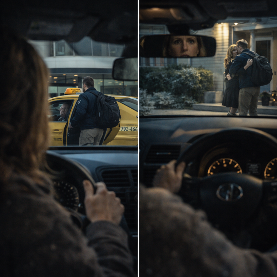 My husband kissed our child and me goodbye and said he had to leave early for a business trip.