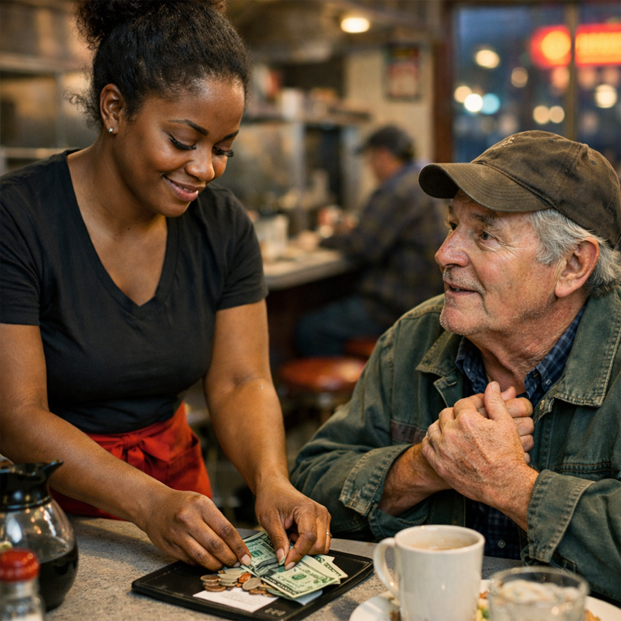 The Weight of Kindness: Why a Struggling Waitress Gave Away Her Last Remaining Tips to a Total Stranger and the Midnight Miracle That Followed
