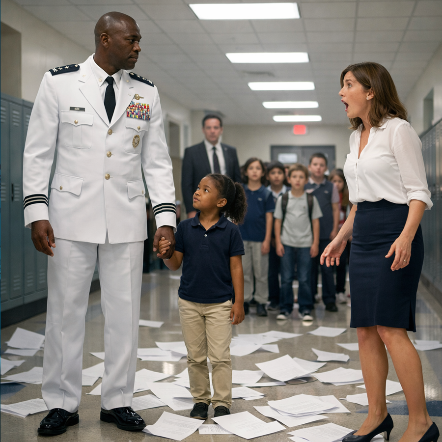 When a Quiet Student’s Homework Was Shredded in Class, No One Expected the Hallway Footsteps That Followed, the Sudden Silence, the Unanswered Accusations, and the Arrival That Rewrote Reputation, Power, Truth, and Dignity at a Prestigious School in One Unforgettable Morning that Exposed Assumptions, Tested Authority, Challenged Appearances, Turned Whispers into Certainty, and Left an Entire Campus Questioning What It Truly Means to Judge, Believe, and Listen First