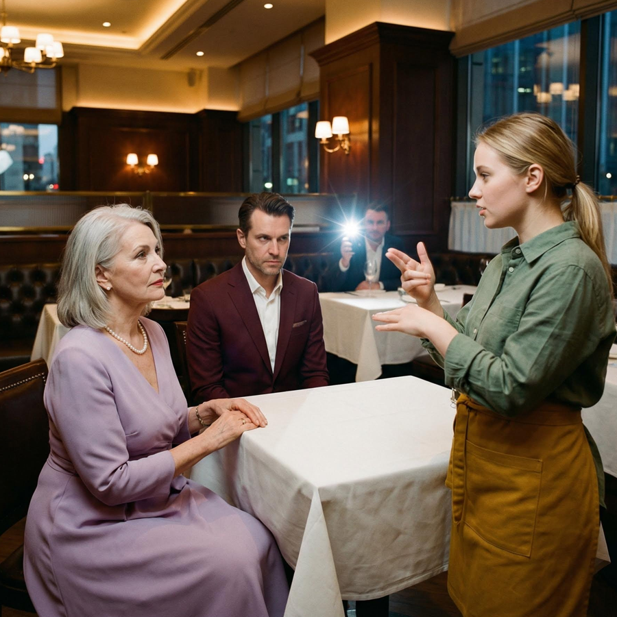 A Shy Waitress Politely Greets The Billionaire’s Silent Mother, But One Unexpected Moment Of Sign Language Exposes A Buried Family Secret, A Forgotten Promise, And A Hidden Truth That Freezes An Entire Luxury Restaurant, Forces A Powerful Man To Face His Past, And Leaves Everyone Wondering How One Quiet Gesture Could Change So Many Lives Forever