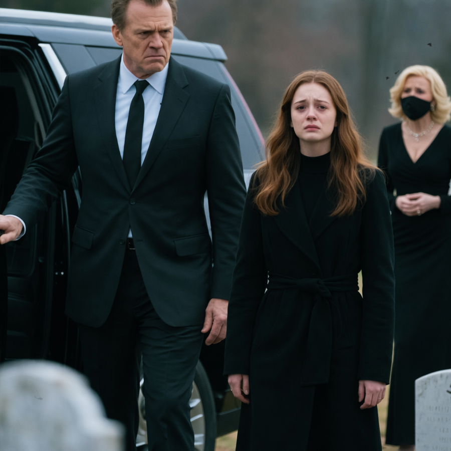 My Stepmother Tried to Have Me Removed from My Own Father’s Funeral in Front of Everyone, but When a Line of Black SUVs Pulled In Without Warning, the Ceremony Stopped Cold, Hidden Truths Surfaced, Power Shifted Instantly, and a Carefully Buried Secret Changed Who Had the Right to Stand There Forever