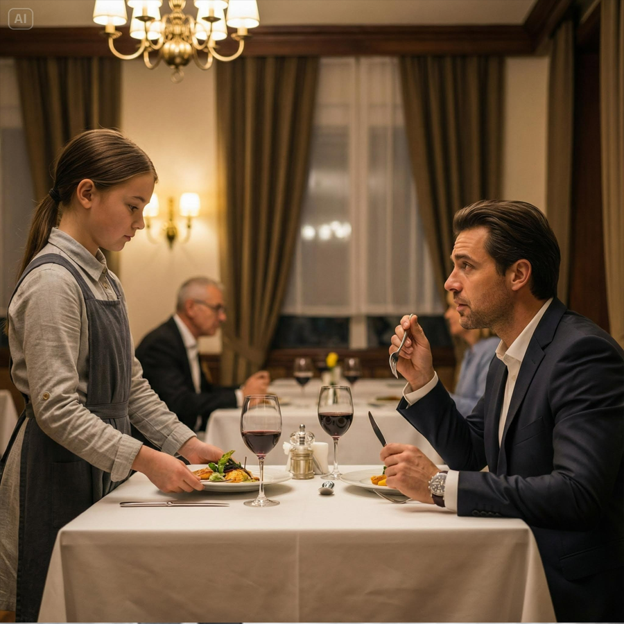 “He Stopped Mid-Bite: The Waitress’s One Silent Detail That Lit Up the Back Room”