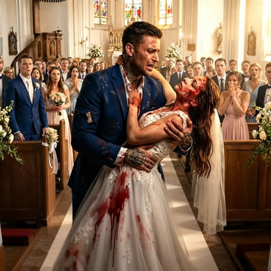 She Collapsed at the Altar — When the Quiet Guest Wiped Her Makeup, the Entire Wedding Turned Into a Trap