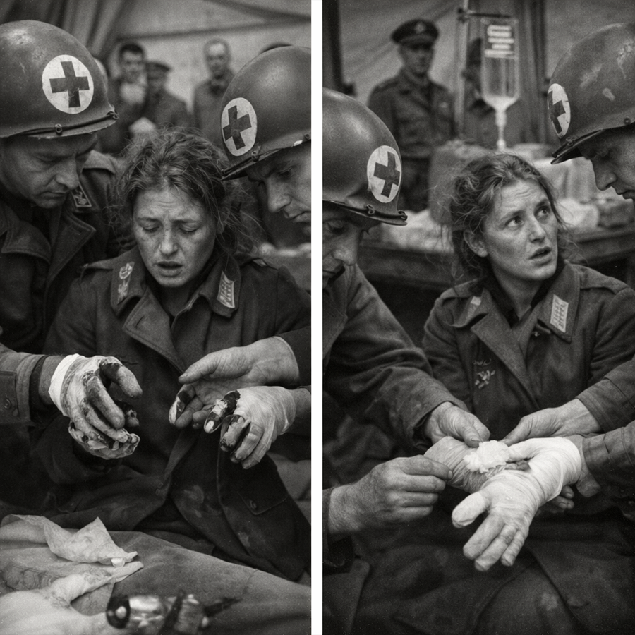 “My Skin Hurt”—A German Woman POW Expected to Lose Both Hands, Until U.S. Army Medics Made a Split-Second Call, Used a Quiet New Treatment, and Stunned Everyone Watching
