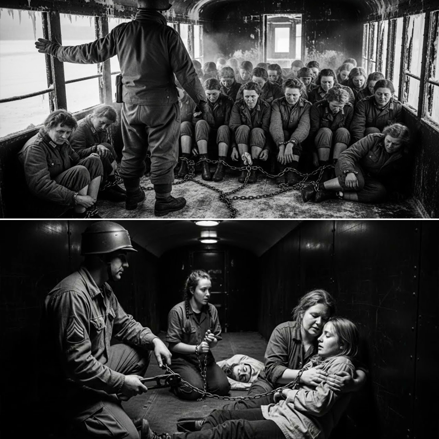They Opened a Frozen Boxcar of Chained German Women POWs—Then One American Sergeant Said Five Quiet Words That Stopped Time and Made Everyone Break Down