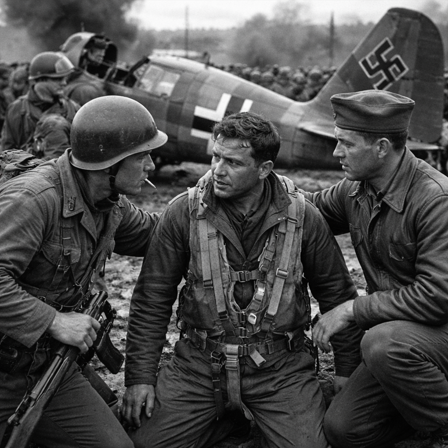 U.S. Gunners Tore Into a Luftwaffe-Marked Plane at Dusk—Then the Canopy Opened, an Allied Accent Pleaded “Stop!”, and a Hidden War Secret Slid Across the Seat