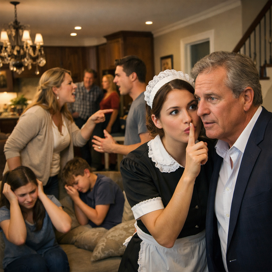 He Came Home Early to His Silent Mansion—Then His Maid Grabbed His Wrist and Whispered “Be Quiet”… Because Someone Else Was Already Inside