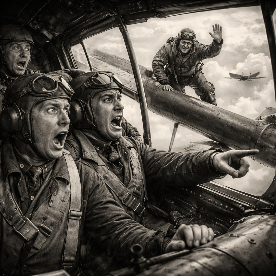 He Is On The Wing! — German Pilots Shocked To See A Man Outside