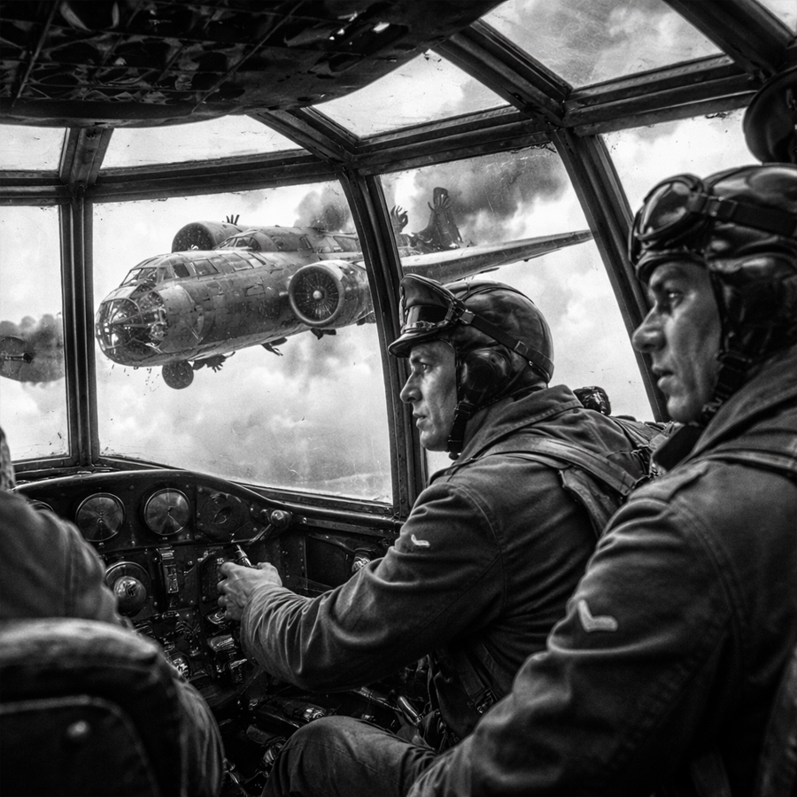 “Why Is It Still Flying?” German Fighters Closed In on a Ruined Allied Plane—Then Refused to Fire, Following It in Silence Until a Single Strange Detail Made Every Pilot Pull Away