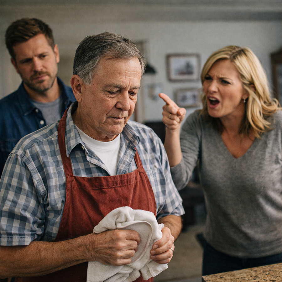 She Treated His Father Like a Live-In Servant—Until a Locked Drawer, a Hidden Hospital Bracelet, and One Quiet Phone Call Exposed the Truth That Shattered Their Perfect Home Overnight