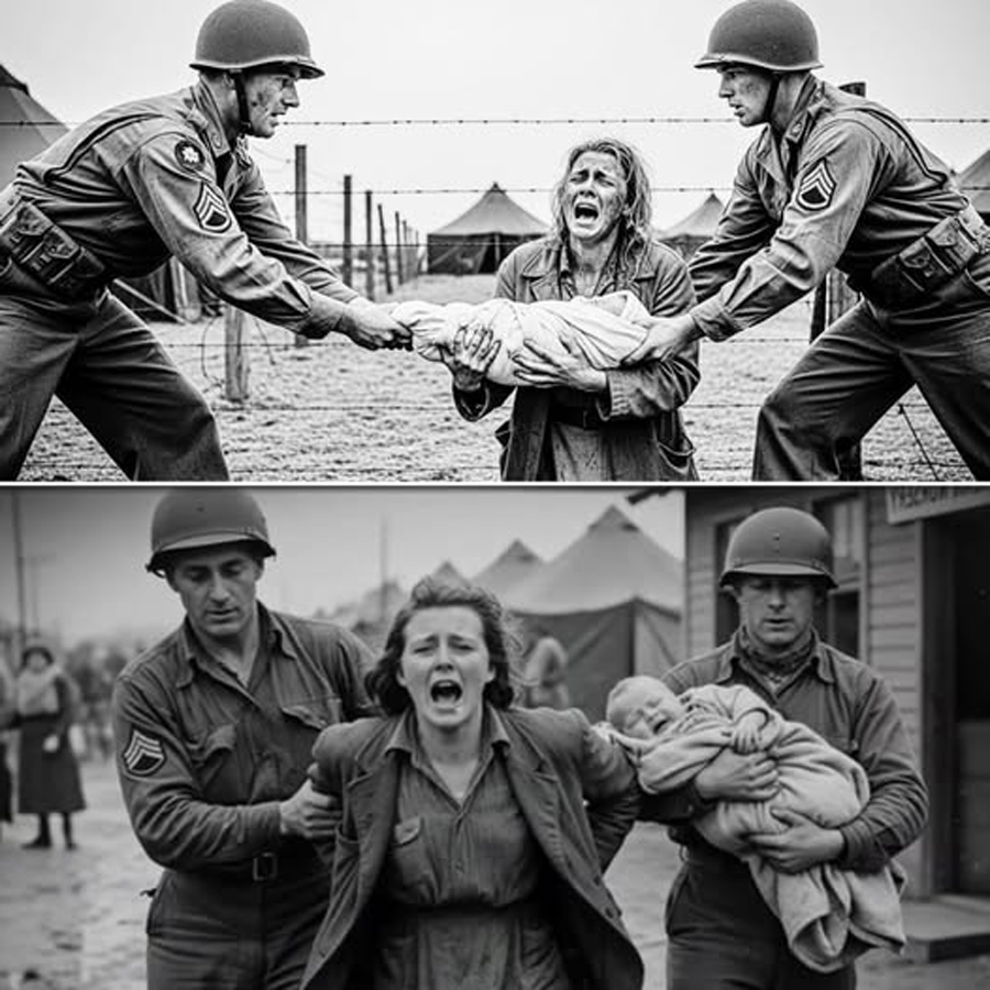 “They’re Stealing My Baby!” — German Woman POW Screams as American Soldiers Take Her Newborn Baby