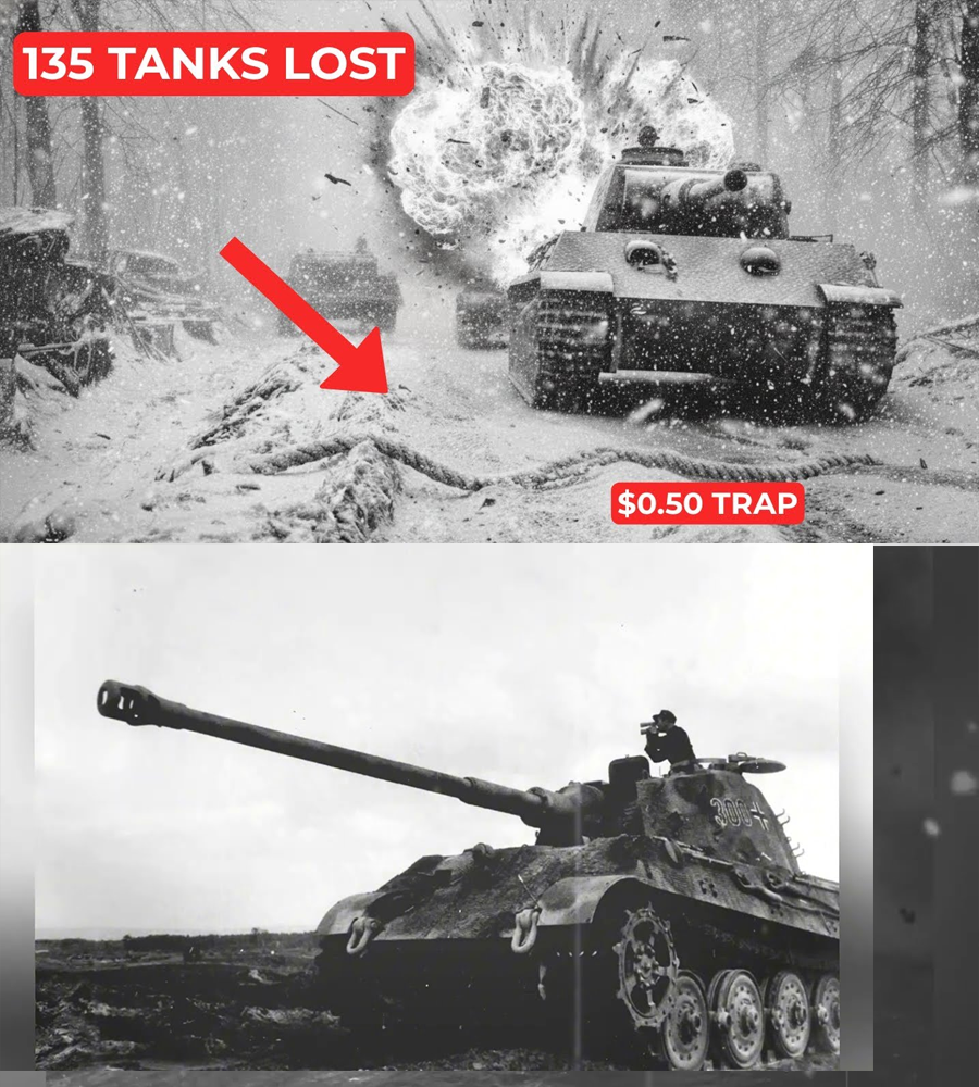 A Fifty-Cent Rope in the Snow—How a Split-Second Trick Turned Germany’s Fastest Armored Dash Into a 135-Vehicle Ghost Column Deep in the Ardennes