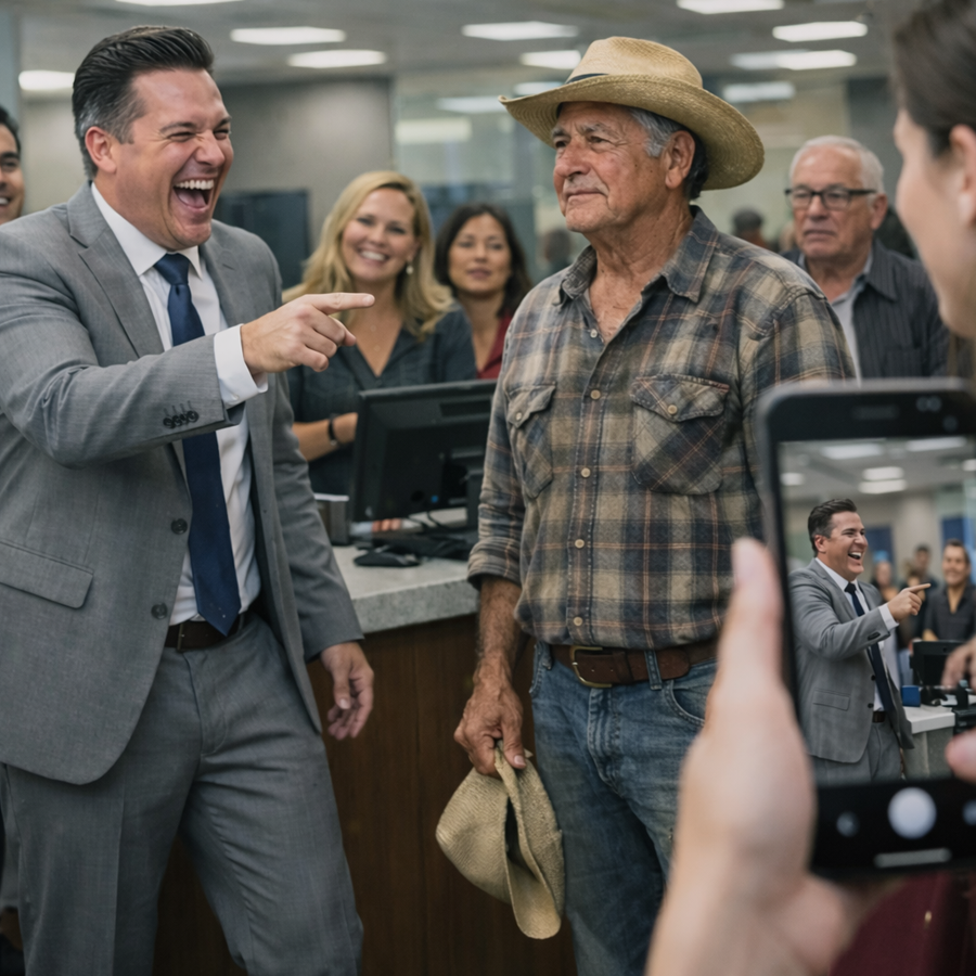 The Manager Mocked a Quiet Rancher With a Shocking Promise, Not Knowing One Sentence Would Trigger a Stunning Revelation, A Hidden Fortune, A Public Wake-Up Call, And A Dramatic Turn of Fate That Left an Entire Office Frozen, Careers Questioned, Pride Shattered, And a Simple Man’s Silence Louder Than Any Laugh in the Room That Day