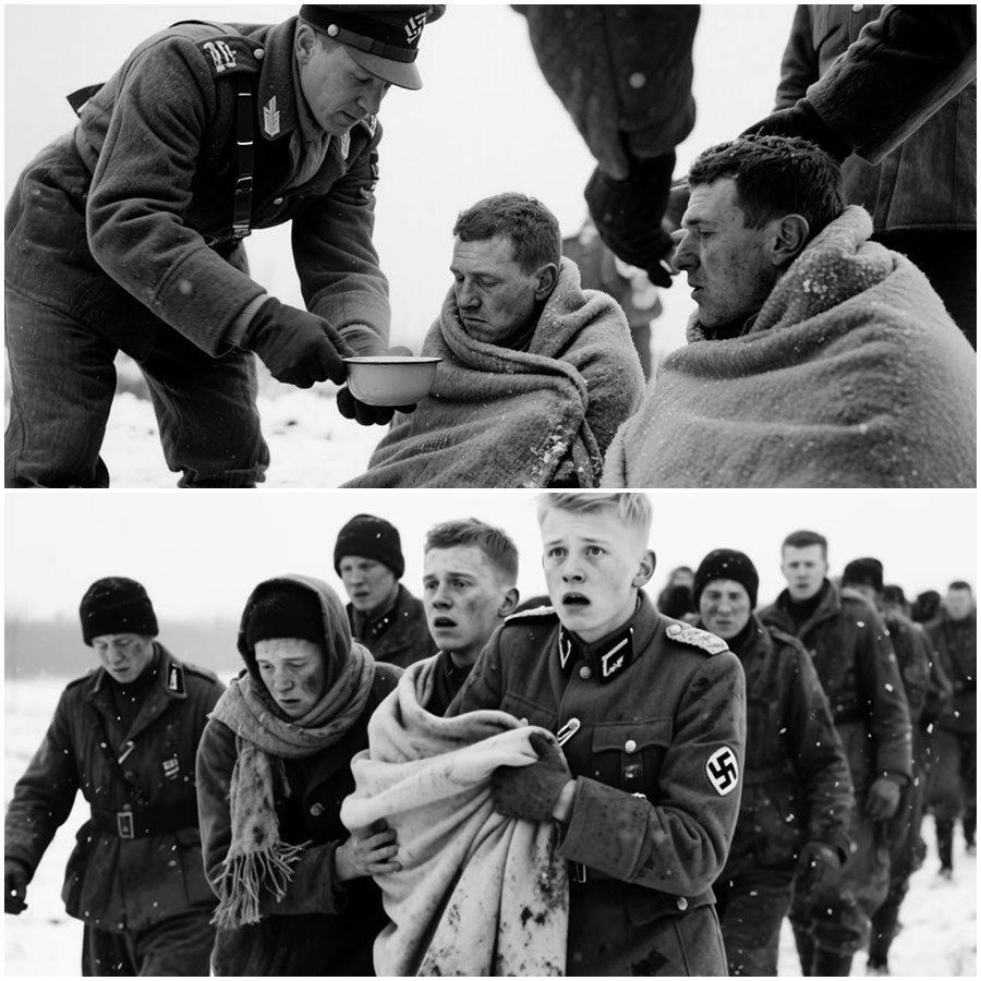 They Prepared for Ice and Silence, Not Kindness: German Prisoners Marched Into Winter Certain of Death—Then American Soldiers Did the Unthinkable, Offering Warm Blankets, Hot Food, Quiet Words, and a Shocking Act of Humanity That Rewrote Expectations, Shattered Fear, Sparked Rumors, and Left a Frozen Battlefield Witnessing a Moment History Rarely Talks About