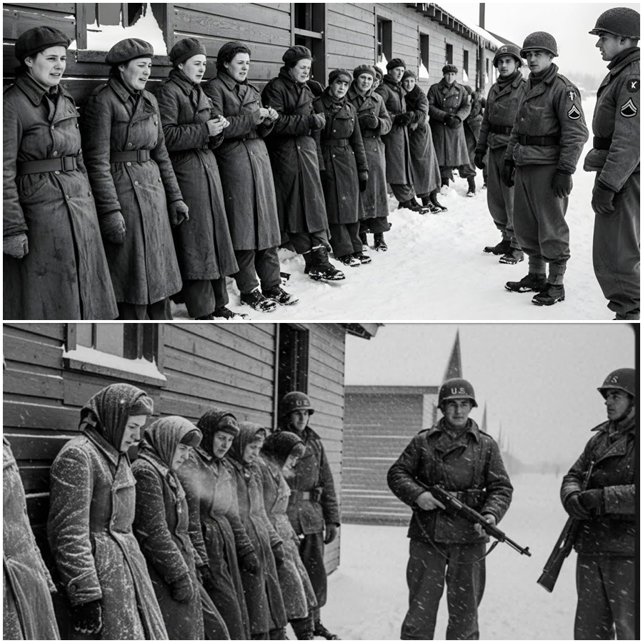 “They Won’t Even Let Us Sit,” the German Women Whispered in Fear While Under Guard, Expecting Cruelty or Humiliation, But What the U.S. Soldiers Did Next Shocked Them Completely, Exposed a Little-Known Reality of World War II Prison Camps, and Revealed a Human Truth History Rarely Explains