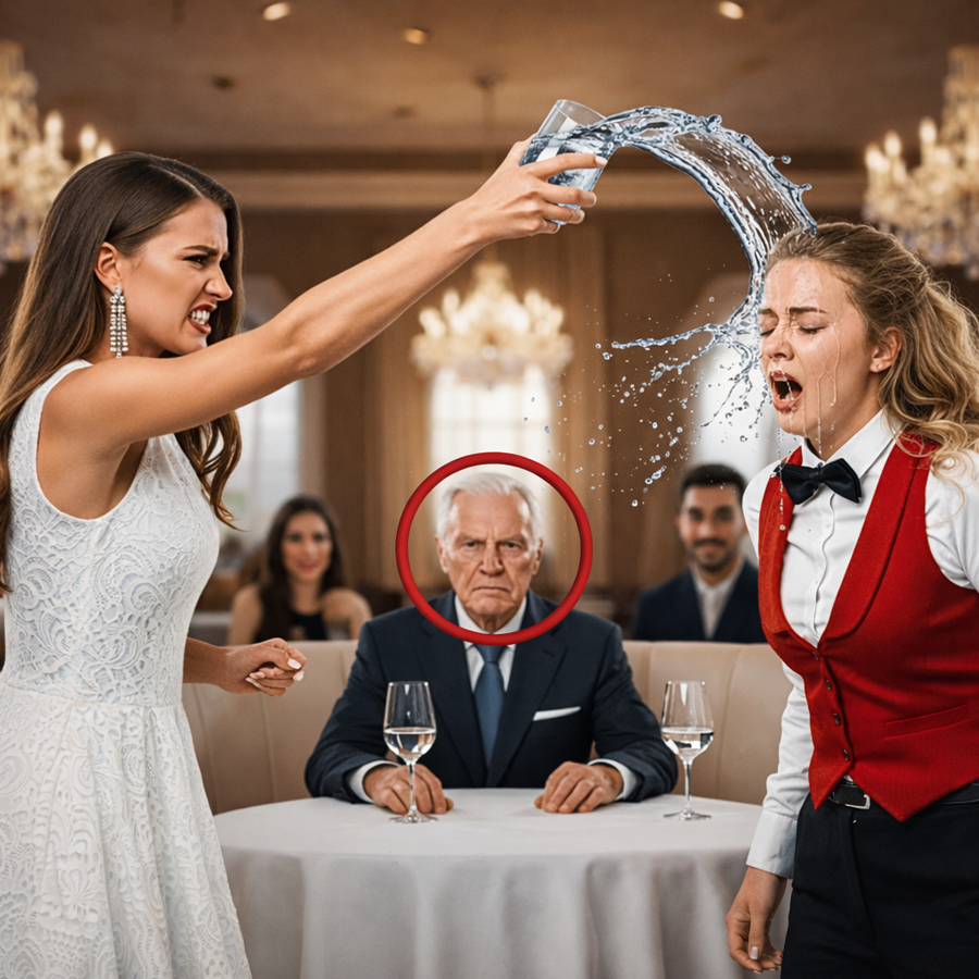 Arrogant Billionaire’s Daughter Humiliated a Waitress in Public by Throwing Water at Her — She Thought No One Important Noticed, But Her Silent Grandfather Witnessed Everything, and What He Did Next Turned a Luxurious Celebration into a Shocking Lesson About Power, Pride, Family Secrets, and the Price of Cruelty That No One in the Room Will Ever Forget