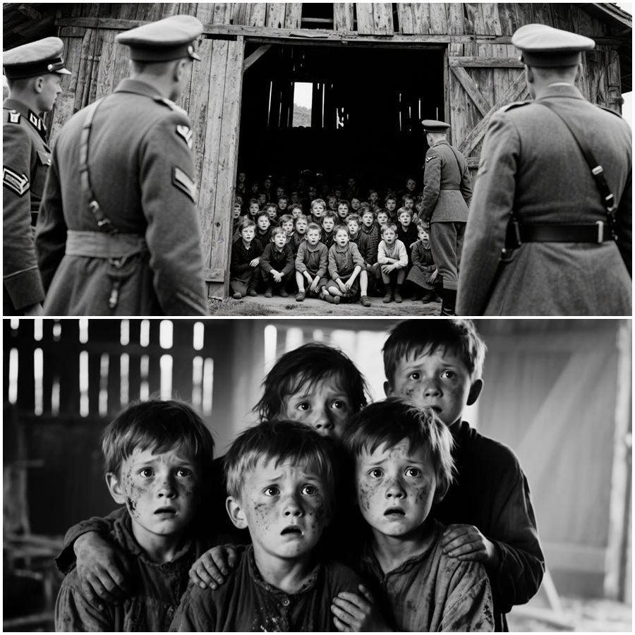“American Troops Opened an Abandoned Barn and Froze When They Found 200 Silent German Children Hiding Inside—What Followed Over the Next Hours Defied Military Expectation, Forced Impossible Choices, Triggered Emergency Decisions, and Revealed a Forgotten Wartime Episode So Unsettling and Emotional That It Was Quietly Left Out of Official Records for Decades”