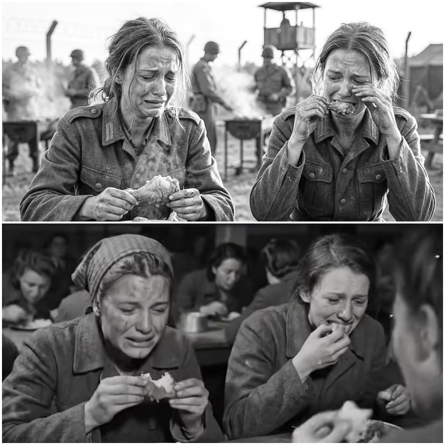 “We Couldn’t Stop Eating” – The Shocking Wartime Scene Where Starving German Women Prisoners Encountered American Fried Chicken for the First Time, Triggering Tears, Silence, and Unspoken Questions Inside a Guarded Camp, Exposing a Forgotten Human Moment of Hunger, Culture Shock, Mercy, and Emotional Collision That History Rarely Tells Aloud Across Decades of Memory, Survival, Moral Complexity, Quiet Compassion, Unexpected Kindness, Battlefield Contradictions, and the Power of Food