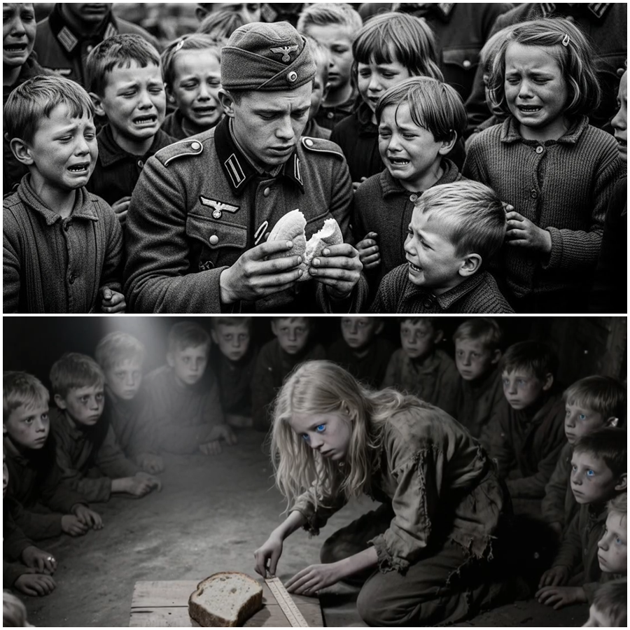 “Forty German Children Were Found Sharing a Single Piece of Bread After the War—But the Way They Quietly Divided It, Refused to Take More Than Their Share, and Protected the Smallest Among Them Stunned Witnesses, Challenged Every Assumption About Hunger and Desperation, and Revealed a Moment of Humanity So Powerful It Changed Everyone Watching Forever in a shattered town where hope seemed impossible that cold morning alone together”