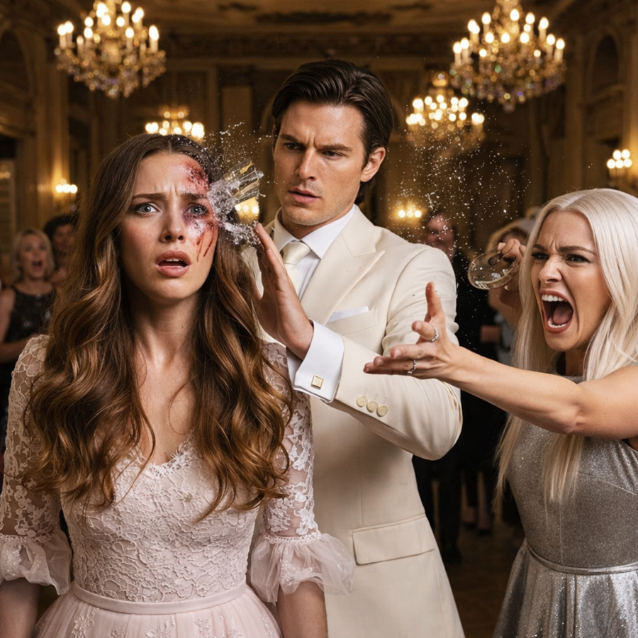 She Lurched Forward in Jealous Rage at the Wedding and Threw a Harmful Liquid at the Bride, Certain the Night Would End in Chaos and Shame — Guests Screamed, Music Stopped, and the Room Froze as Everyone Braced for Disaster, Until the Billionaire Groom Did Something No One Expected: he refused spectacle, shut down panic with a single command, and chose a response so calm, calculated, and decisive that it flipped the power in seconds, leaving the attacker exposed, the bride protected, and an entire ballroom stunned by what real authority looks like under pressure