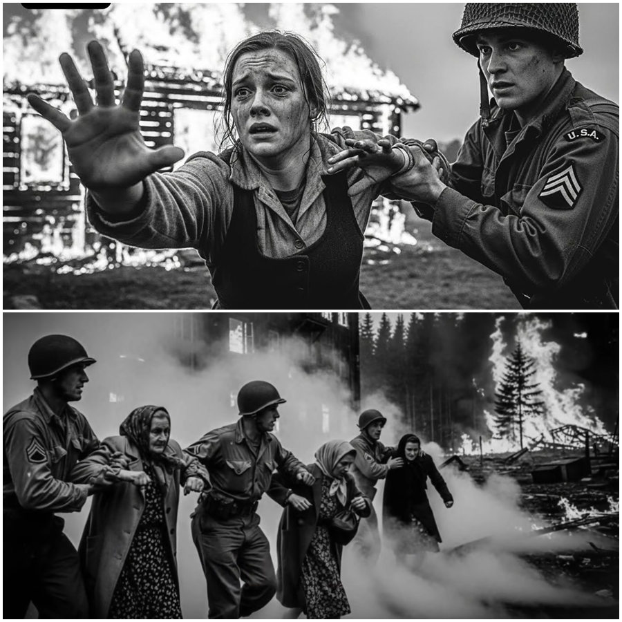 Don’t Leave Us Here They Screamed As Flames Closed In A Shocking Wartime Rescue Where American Soldiers Stormed A Burning Cabin To Save Trapped German Prisoners Secrets Of Fire Fear Mercy And Split Second Courage Collided In One Night That History Almost Forgot While Smoke Rose Choices Were Made And Lives Were Pulled Back From Silence