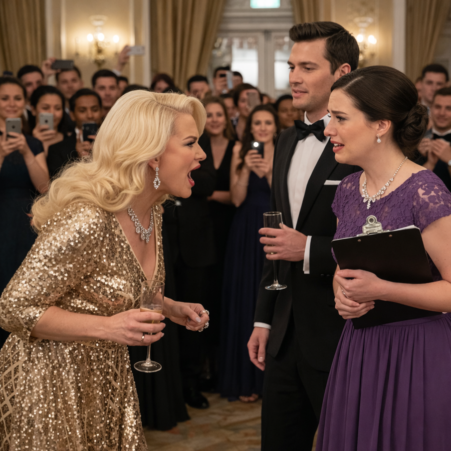 She Was Told to Be Quiet and Labeled at a Luxury Event, But Five Minutes Later a Stunning Turn of Fate Forced an Elite Blonde Social Figure to Face Consequences, Publicly Reverse Her Arrogance, Confront Hidden Truths, and Watch Power Shift Before a Silent Crowd as Pride Collapsed, Secrets Surfaced, Reputations Trembled, and One Misjudgment Changed the Hierarchy Forever That Night