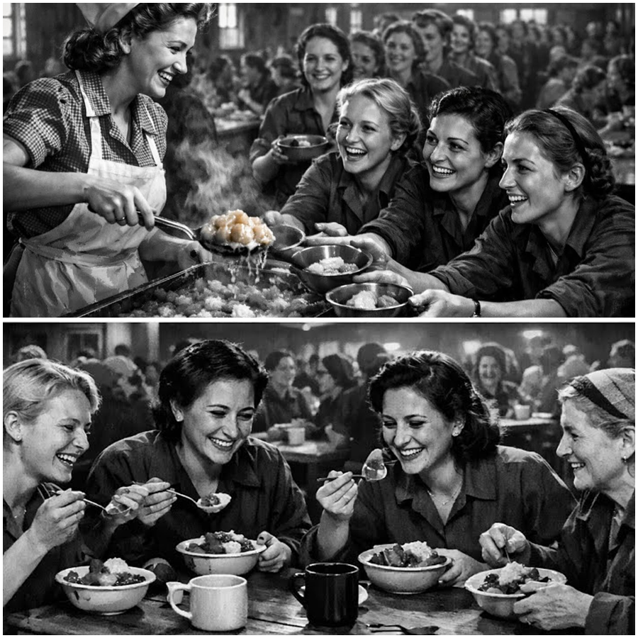 The Americans Said “Peach Cobbler’s Hot,” and German POW Women Hesitated—Then Went Back for Seconds, Unwittingly Revealing a Quiet End-of-War Moment Where Warm Desserts, Kind Words, and Full Plates Did More to Shatter Fear, Propaganda, and Expectations Than Speeches or Weapons Ever Could, Capturing How Small Acts of Normalcy Redefined Victory, Humanity, and Trust After Years of Hunger and Uncertainty, Confusion, Disbelief, Relief, Memory, Compassion, Dignity, Survival, Endured