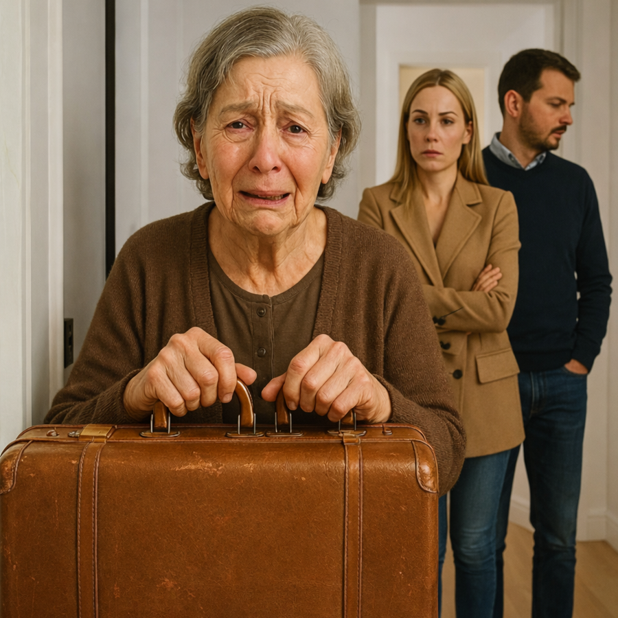 “Get Out of Here!” the Wealthy Daughter-in-Law Screamed as the Door Slammed Shut — Suitcase in Hand, Tears Falling, and No One Willing to Intervene, Until What Was Hidden Inside That Old Bag Revealed a Buried Truth, Exposed Years of Deception, and Triggered a Stunning Chain of Events That Would Shatter Pride, Rewrite Family Power, and Change Every Life Involved Forever