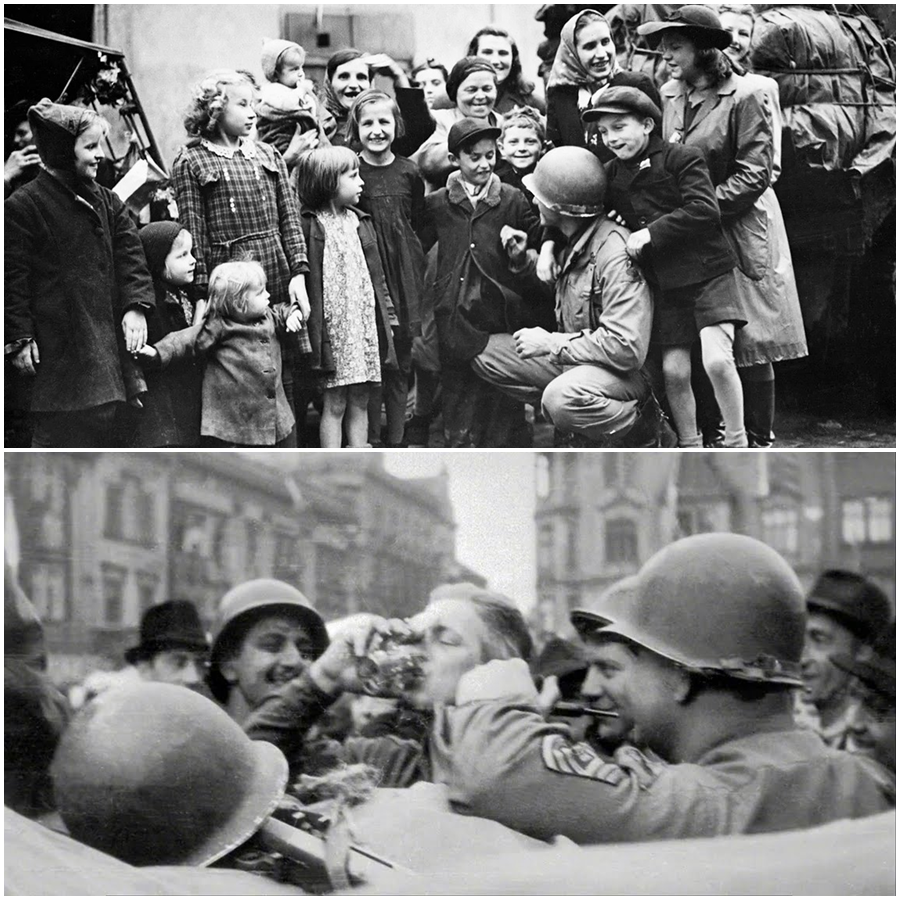 They Had Grown Up Expecting Only Fear and Hunger, So When American Soldiers Suddenly Appeared With Food, Smiles, and Open Arms, Czech Children Stood Frozen in Shock Before Realizing Freedom Had Finally Arrived, Creating a Moment So Emotional and Unbelievable That Entire Towns Wept Together, Remembering the Day War Ended Not With Gunfire, But With Bread and Hope