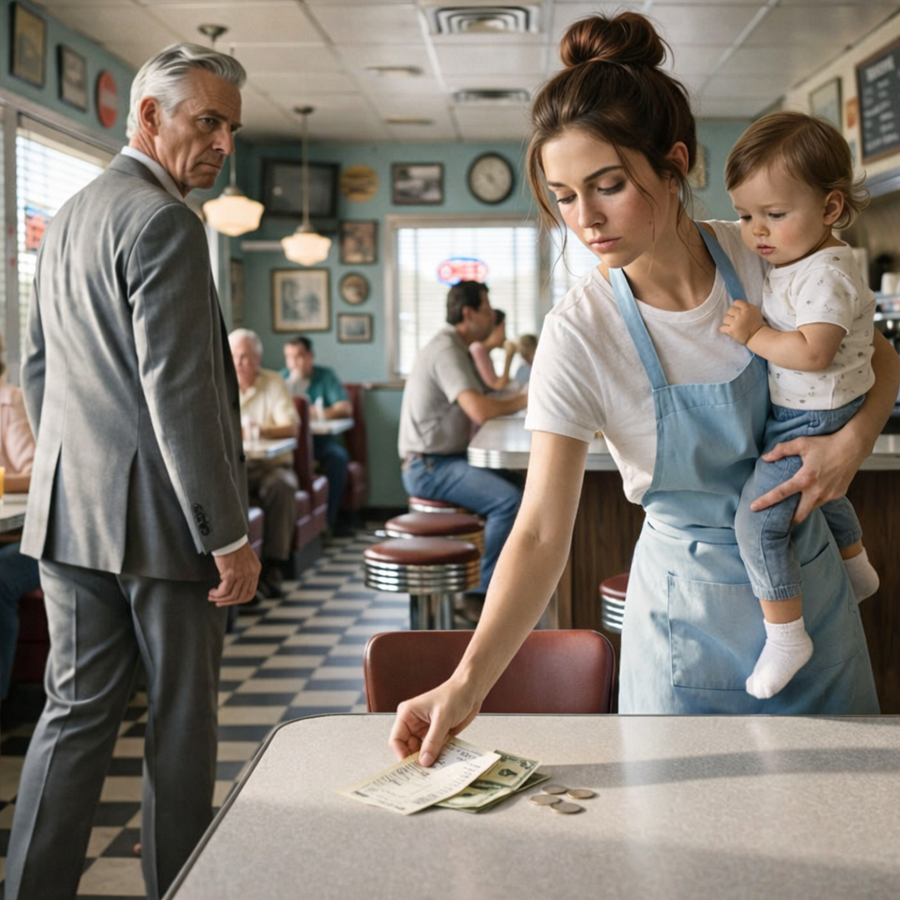 A Billionaire Walked Out Leaving a $0 Tip, Humiliating a Struggling Single-Mom Waitress — But When She Cleaned the Table and Found a Hidden Note Under His Plate, a Shocking Secret Was Revealed, Unraveling a Carefully Planned Test, a Forgotten Promise, and a Twist So Unexpected It Turned a Moment of Shame Into a Life-Changing Revelation No One Could Have Predicted