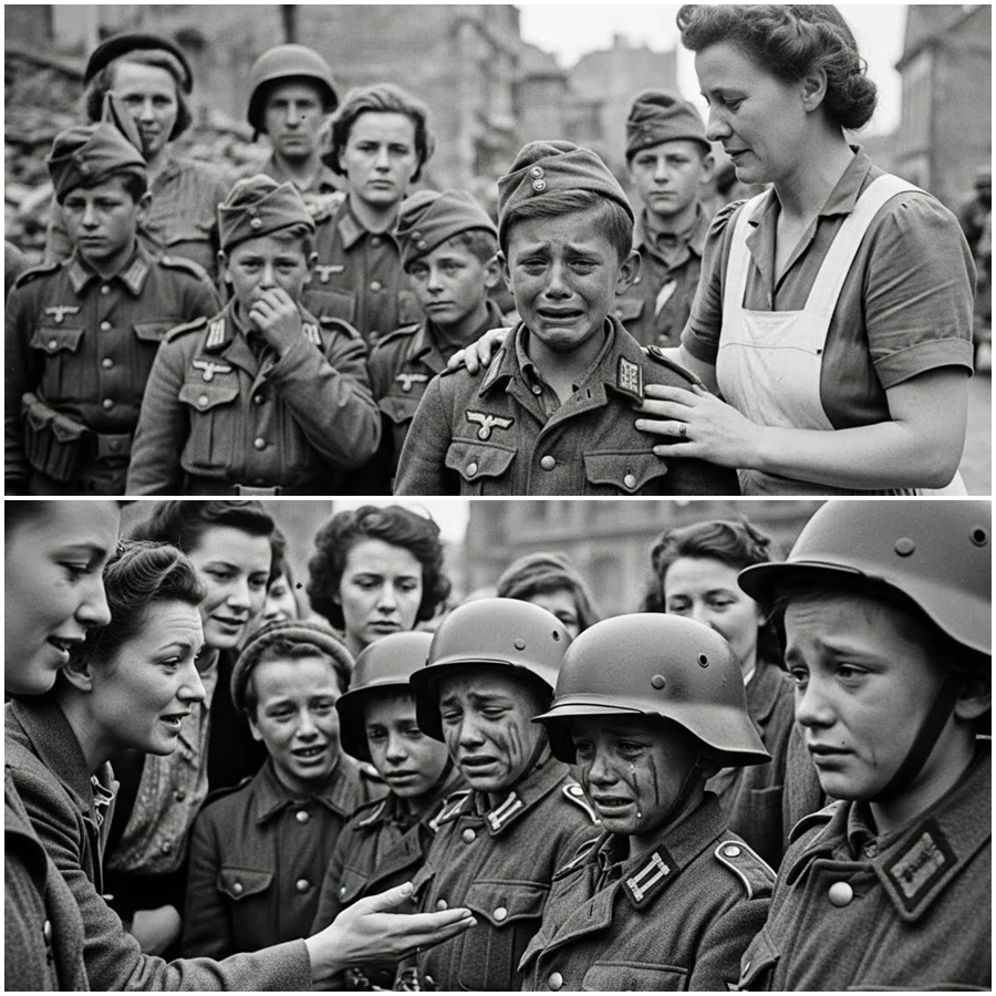 They Expected Hatred, Not Kindness — German Child Soldiers Collapsed In Tears When American Women Spoke To Them Like Sons, A Shocking Post-War Encounter That Revealed Broken Childhoods, Unspoken Trauma, And A Moment Of Unexpected Compassion That No Official Report Recorded, But Quietly Changed Everyone Who Witnessed It Forever