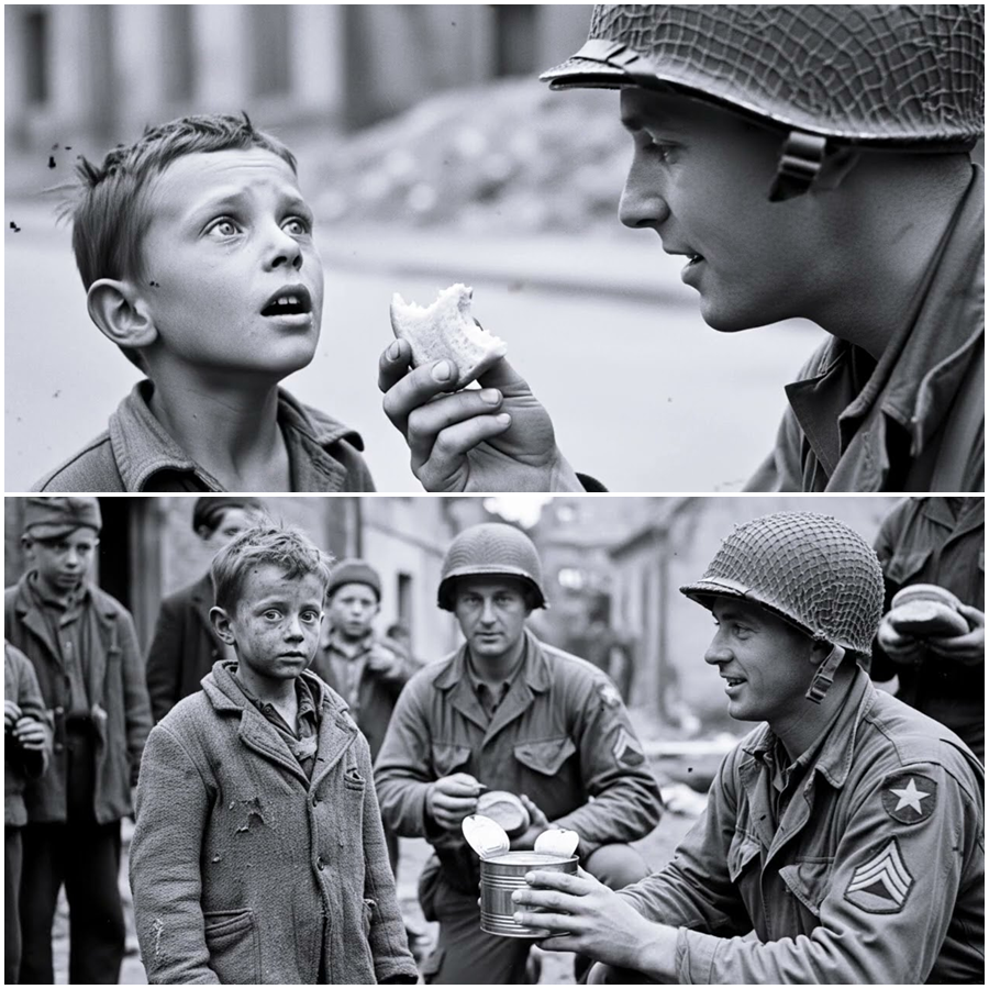 “Momma Hasn’t Eaten For Days!” A Cry That Stopped Armed American Soldiers In Their Tracks During World War Two When A Starving German Child Spoke One Sentence That Shattered Enemy Lines Turned Rifles Into Bread And Revealed A Hidden Human Moment History Rarely Mentions Where Fear Hunger And War Briefly Gave Way To Mercy Compassion And A Choice That Changed Lives Forever