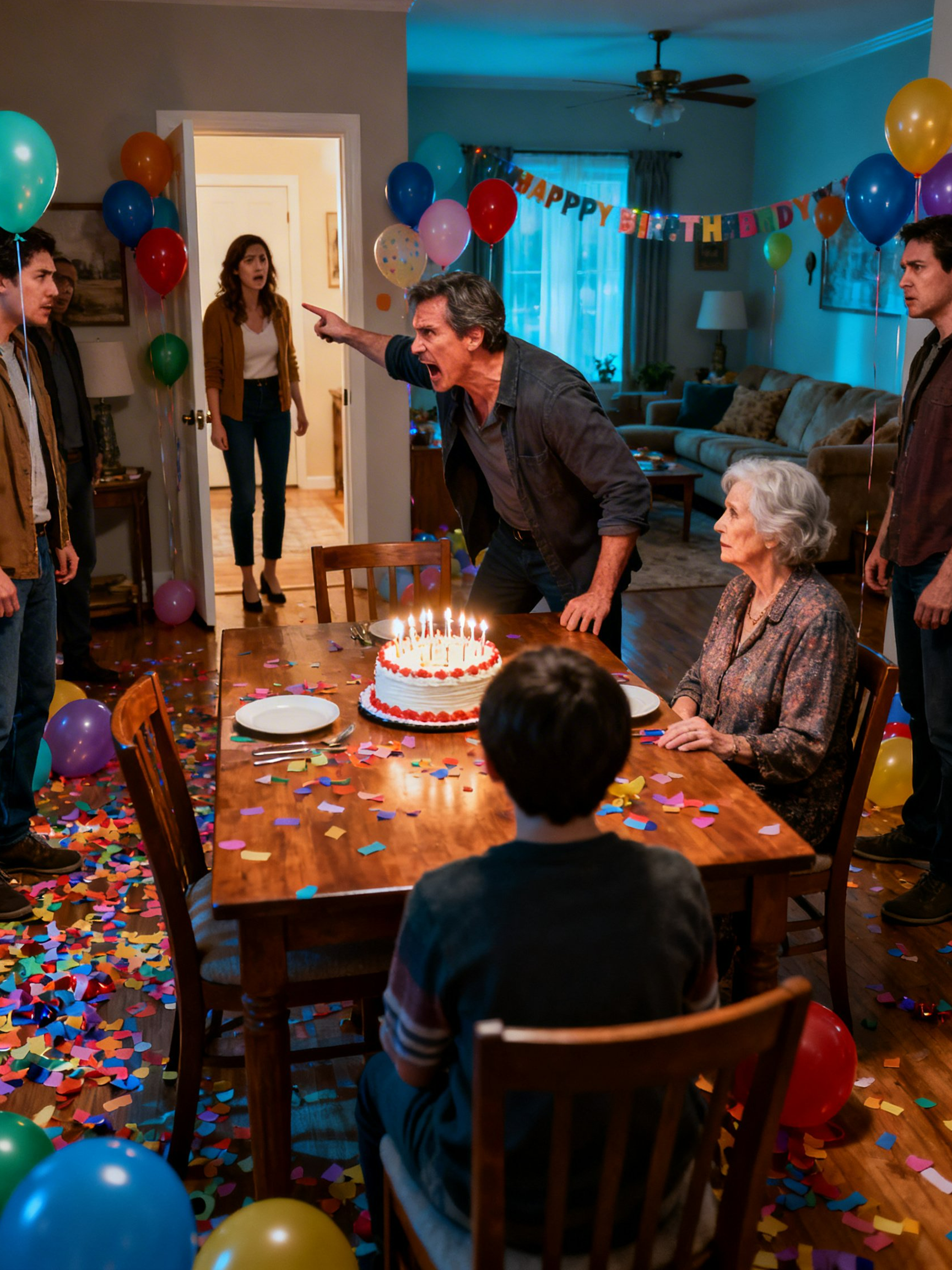 He Yelled “Mom’s Waiting for Her Present!”—But When I Arrived Late, the Birthday Party Exploded Into Secrets, Shattered Glass, and One Final Call