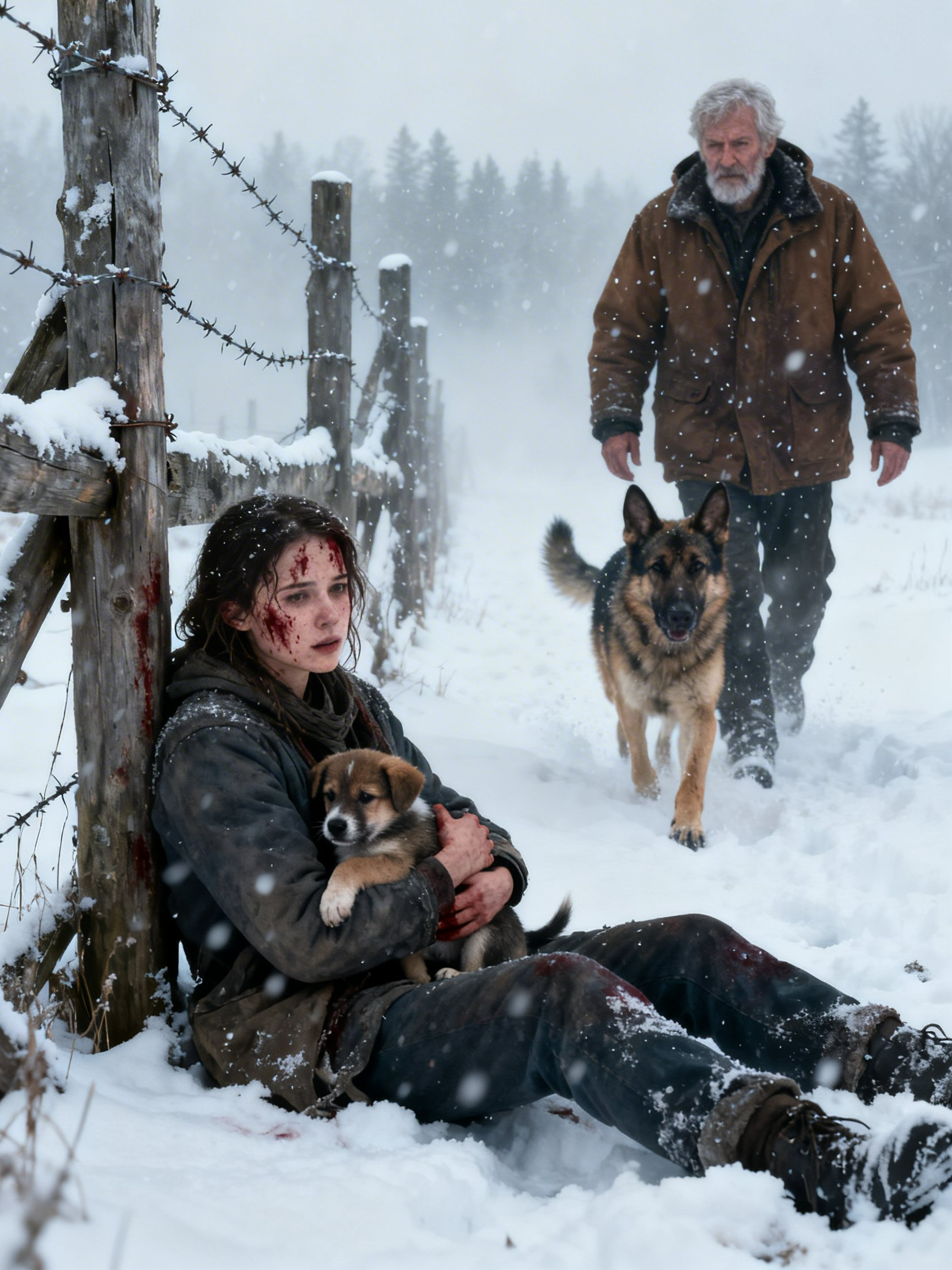 She Begged a Stranger to Take Her Puppy in a Blizzard—But the Battle-Worn Veteran’s Quiet Answer Revealed a Past That Could Save Them All